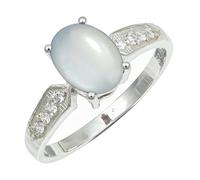 SILVERTROVE Anillo de banda con piedras preciosas Pietra di luna bianca, Latón chapado en plata, para hombre y mujer, todos los tamaños, joyería CRG1250BP_66 (21.0)