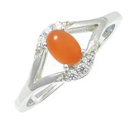 SILVERTROVE Anillo de banda con piedras preciosas Pietra di luna pesca para hombre y mujer, plata de ley 925, joyería hecha a mano CRG1243BR_65 (20.7)