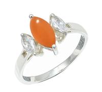 SILVERTROVE Anillo de banda con piedras preciosas Pietra di luna pesca, plata de ley 925, para hombre y mujer, todos los tamaños, joyería CRG1244BR_56 (17.8)