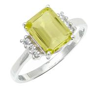 SILVERTROVE Anillo de banda con piedras preciosas Quarzo limone coltivato in laboratorio para hombre y mujer, plata de ley 925, joyería hecha a mano CRG1252BA_49 (15.6)