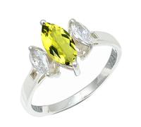 SILVERTROVE Anillo de banda con piedras preciosas Quarzo limone coltivato in laboratorio para hombre y mujer, plata de ley 925, joyería hecha a mano CRG1244BA_74 (23.6)
