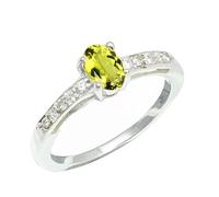 SILVERTROVE Anillo de banda con piedras preciosas Quarzo limone coltivato in laboratorio para hombre y mujer, plata de ley 925, joyería hecha a mano CRG1240BA_65 (20.7)