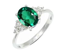 SILVERTROVE Anillo de banda con piedras preciosas Smeraldo coltivato in laboratorio, plata de ley 925, para hombre y mujer, todos los tamaños, joyería CRG1246AN_51 (16.2)