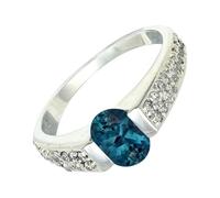 SILVERTROVE Anillo de banda con piedras preciosas Topacio azul Londres cultivado en laboratorio para hombre y mujer, plata de ley 925, joyería hecha a mano CRG1168AT_47 (15.0)