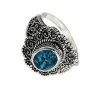 SILVERTROVE Anillo de banda con piedras preciosas Topacio azul Londres cultivado en laboratorio para hombre y mujer, plata de ley 925, joyería hecha a mano CRG1137AT_47 (15.0)