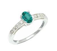 SILVERTROVE Anillo de banda con piedras preciosas Tormalina Paraiba verde coltivato in laboratorio para hombre y mujer, plata de ley 925, joyería hecha a mano CRG1240AS_60 (19.1)