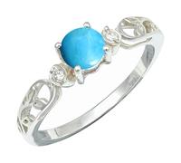 SILVERTROVE Anillo de banda con piedras preciosas Turchese di laboratorio para hombre y mujer, plata de ley 925, joyería hecha a mano CRG1237BT_65 (20.7)