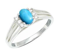 SILVERTROVE Anillo de banda con piedras preciosas Turchese di laboratorio para hombre y mujer, plata de ley 925, joyería hecha a mano CRG1241BT_65 (20.7)