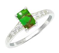 SILVERTROVE Anillo de banda con piedras preciosas Turchese verde ramato para hombre y mujer, plata de ley 925, joyería hecha a mano CRG1239BJ_65 (20.7)