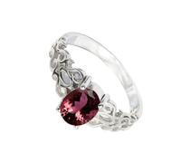 SILVERTROVE Anillo de banda con piedras preciosas Turmalina rosa cultivada en laboratorio, plata de ley 925, para hombre y mujer, todos los tamaños, joyería CRG1121AR_51 (16.2)