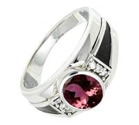 SILVERTROVE Anillo de banda con piedras preciosas Turmalina rosa cultivada en laboratorio, plata de ley 925, para hombre y mujer, todos los tamaños, joyería CRG1166AR_57 (18.1)