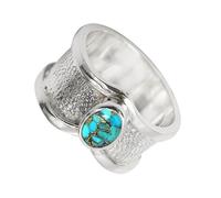 SILVERTROVE Anillo de banda con piedras preciosas Turquesa azul cobre para hombre y mujer, plata de ley 925, joyería hecha a mano CRG1100BI_72 (22.9)
