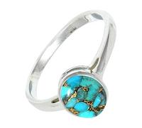 SILVERTROVE Anillo de banda con piedras preciosas Turquesa azul cobre, plata de ley 925, para hombre y mujer, todos los tamaños, joyería CRG1156BI_52 (16.6)