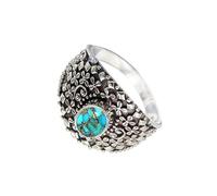 SILVERTROVE Anillo de banda con piedras preciosas Turquesa azul cobre, plata de ley 925, para hombre y mujer, todos los tamaños, joyería CRG1118BI_54 (17.2)