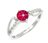 SILVERTROVE Anillo de banda con piedras preciosas Zaffiro rosa Linde Star coltivato in laboratorio, plata de ley 925, para hombre y mujer, todos los tamaños, joyería CRG1242BH_57 (18.1)