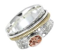 SILVERTROVE Anillo de meditación de plata de ley 925 maciza con gema Óxido de cromo cultivado en laboratorio para hombre y mujer, regalo de joyería CRG1211BB_65 (20.7)