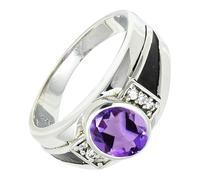 SILVERTROVE Anillo de piedras preciosas Amatista para hombre y mujer, plata de ley 925, joyería de regalo hecha a mano CRG1166AC_65 (20.7)