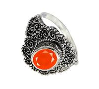 SILVERTROVE Anillo de piedras preciosas Cornalina para hombre y mujer, plata de ley 925, joyería de regalo hecha a mano CRG1137AF_72 (22.9)