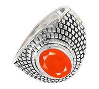 SILVERTROVE Anillo de piedras preciosas Cornalina para hombre y mujer, plata de ley 925, joyería de regalo hecha a mano CRG1172AF_65 (20.7)