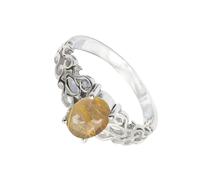 SILVERTROVE Anillo de piedras preciosas Dorado Cuarzo rutilado para hombre y mujer, plata de ley 925, joyería de regalo hecha a mano CRG1121BM_51 (16.2)