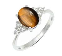 SILVERTROVE Anillo de piedras preciosas Occhio di tigre para hombre y mujer, plata de ley 925, joyería de regalo hecha a mano CRG1246CC_50 (15.9)
