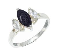 SILVERTROVE Anillo de piedras preciosas Pietra del sole sintetica para hombre y mujer, plata de ley 925, joyería de regalo hecha a mano CRG1244CA_49 (15.6)