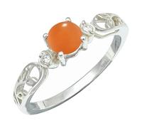 SILVERTROVE Anillo de piedras preciosas Pietra di luna pesca para hombre y mujer, plata de ley 925, joyería de regalo hecha a mano CRG1237BR_65 (20.7)