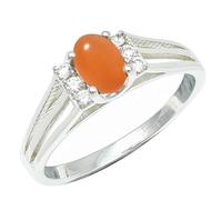 SILVERTROVE Anillo de piedras preciosas Pietra di luna pesca para hombre y mujer, plata de ley 925, joyería de regalo hecha a mano CRG1241BR_65 (20.7)