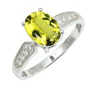 SILVERTROVE Anillo de piedras preciosas Quarzo limone coltivato in laboratorio para hombre y mujer, Latón chapado en plata, joyería de regalo hecha a mano CRG1250BA_49 (15.6)