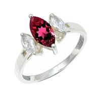 SILVERTROVE Anillo de piedras preciosas Rubellite coltivato in laboratorio para hombre y mujer, plata de ley 925, joyería de regalo hecha a mano CRG1244AQ_65 (20.7)