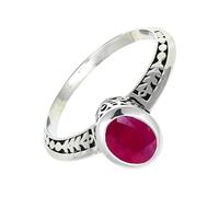 SILVERTROVE Anillo de piedras preciosas Rubí cultivado en laboratorio para hombre y mujer, plata de ley 925, joyería de regalo hecha a mano CRG1146AM_65 (20.7)