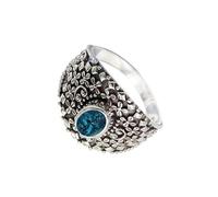 SILVERTROVE Anillo de piedras preciosas Topacio azul Londres cultivado en laboratorio para hombre y mujer, plata de ley 925, joyería de regalo hecha a mano CRG1118AT_47 (15.0)