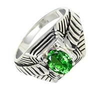 SILVERTROVE Anillo de piedras preciosas Tsavorita cultivada en laboratorio para hombre y mujer, plata de ley 925, joyería de regalo hecha a mano CRG1169AU_65 (20.7)