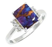 SILVERTROVE Anillo de piedras preciosas Turchese viola ramato para hombre y mujer, plata de ley 925, joyería de regalo hecha a mano CRG1252BK_65 (20.7)