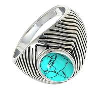 SILVERTROVE Anillo de piedras preciosas Turquesa creada en laboratorio para hombre y mujer, plata de ley 925, joyería de regalo hecha a mano CRG1171BU_65 (20.7)