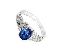 SILVERTROVE Anillo de piedras preciosas Zafiro azul cultivado en laboratorio para hombre y mujer, plata de ley 925, joyería de regalo hecha a mano CRG1121AO_65 (20.7)