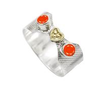 SILVERTROVE Anillo de Plata de Ley 925 con piedra preciosa de cornalina, de regalo llamativo para hombres y mujeres, joyería hecha a mano CRG1096AF_71 (22.6)