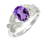 SILVERTROVE Anillo de plata de ley 925 con piedras preciosas Ametista para hombre y mujer. Artículo de regalo. Joyería artesanal CRG1251AC_65 (20.7)