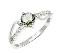 SILVERTROVE Anillo de plata de ley 925 con piedras preciosas Ametista verde para hombre y mujer. Artículo de regalo. Joyería artesanal CRG1242AL_65 (20.7)