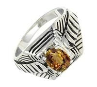 SILVERTROVE Anillo de plata de ley 925 con piedras preciosas Andalucita cultivada en laboratorio para hombre y mujer. Artículo de regalo. Joyería CRG1169AZ_51 (16.2)