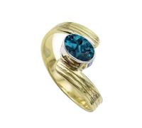 SILVERTROVE Anillo de plata de ley 925 con piedras preciosas cultivadas en laboratorio de topacio azul de Londres, de regalo llamativo para hombres y mujeres, joyería hecha a mano CRG1095AT_47 (15.0)