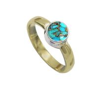SILVERTROVE Anillo de Plata de Ley 925 con piedras preciosas de cobre y turquesa azul, de regalo llamativo para hombres y mujeres, joyería hecha a mano CRG1092BI_70 (22.3)