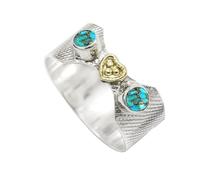 SILVERTROVE Anillo de Plata de Ley 925 con piedras preciosas de cobre y turquesa azul, de regalo llamativo para hombres y mujeres, joyería hecha a mano CRG1096BI_72 (22.9)