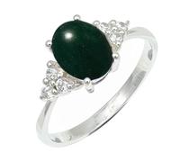 SILVERTROVE Anillo de plata de ley 925 con piedras preciosas Giada verde para hombre y mujer. Artículo de regalo. Joyería artesanal CRG1246CD_51 (16.2)