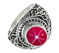 SILVERTROVE Anillo de plata de ley 925 con piedras preciosas Linde Star rosa cultivado en laboratorio para hombre y mujer. Artículo de regalo. Joyería CRG1219BH_50 (15.9)