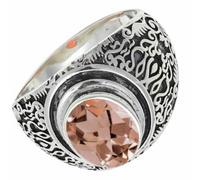 SILVERTROVE Anillo de plata de ley 925 con piedras preciosas Morganita cultivada en laboratorio para hombre y mujer. Artículo de regalo. Joyería CRG1220BC_65 (20.7)
