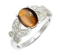 SILVERTROVE Anillo de plata de ley 925 con piedras preciosas Occhio di tigre para hombre y mujer. Artículo de regalo. Joyería artesanal CRG1251CC_50 (15.9)