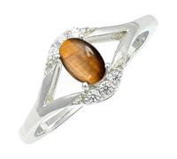 SILVERTROVE Anillo de plata de ley 925 con piedras preciosas Occhio di tigre para hombre y mujer. Artículo de regalo. Joyería artesanal CRG1243CC_50 (15.9)