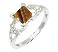 SILVERTROVE Anillo de plata de ley 925 con piedras preciosas Occhio di tigre para hombre y mujer. Artículo de regalo. Joyería artesanal CRG1247CC_50 (15.9)