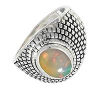 SILVERTROVE Anillo de plata de ley 925 con piedras preciosas Ópalo para hombre y mujer. Artículo de regalo. Joyería artesanal CRG1172BE_51 (16.2)